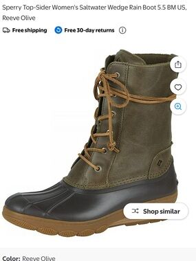 Sperry Olive and Brown Lace-Up Duck Boot